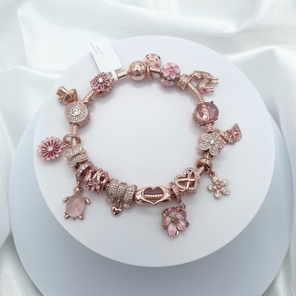 Linx Rose Gold Bracelet with Pink and Cubic Zirconia Themed Charms